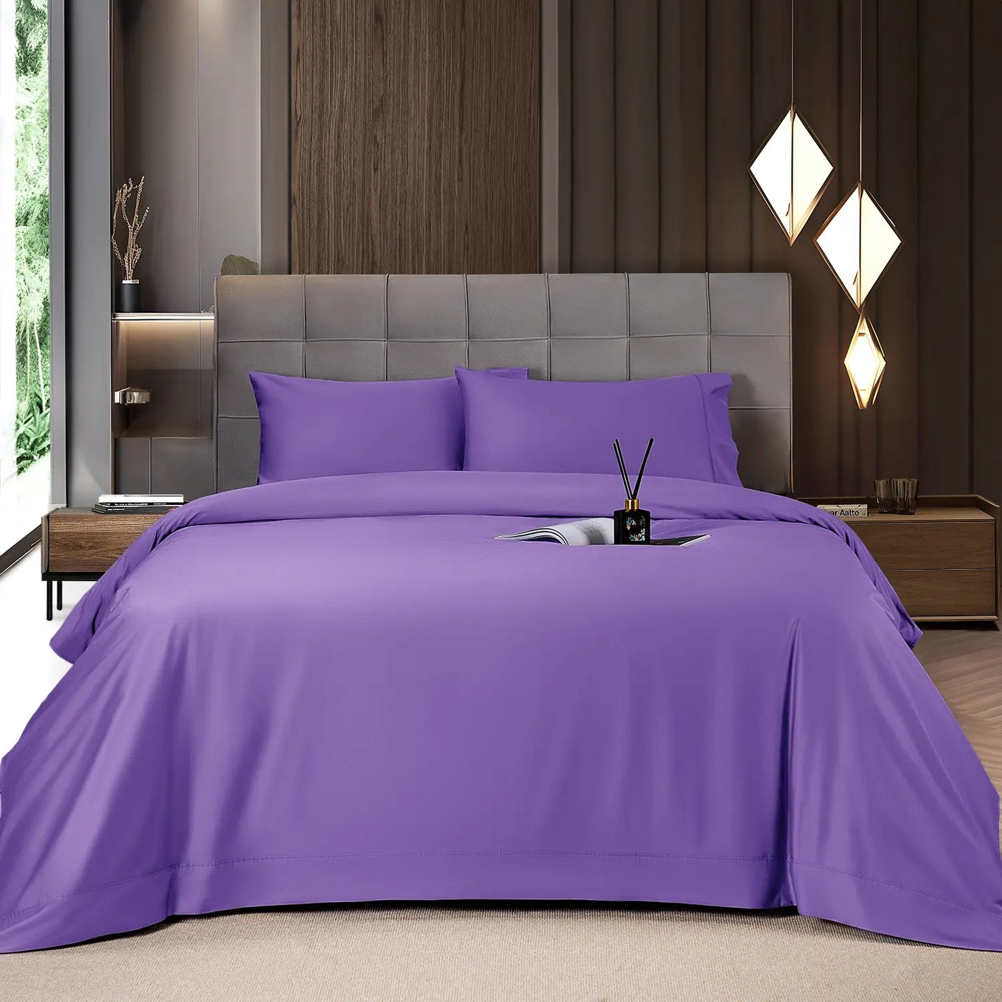 Bamboo Sheets Set 6 Pc,Cooling Breathable & Hotel Luxury Super Silky Soft, 16'' Deep Pocket.