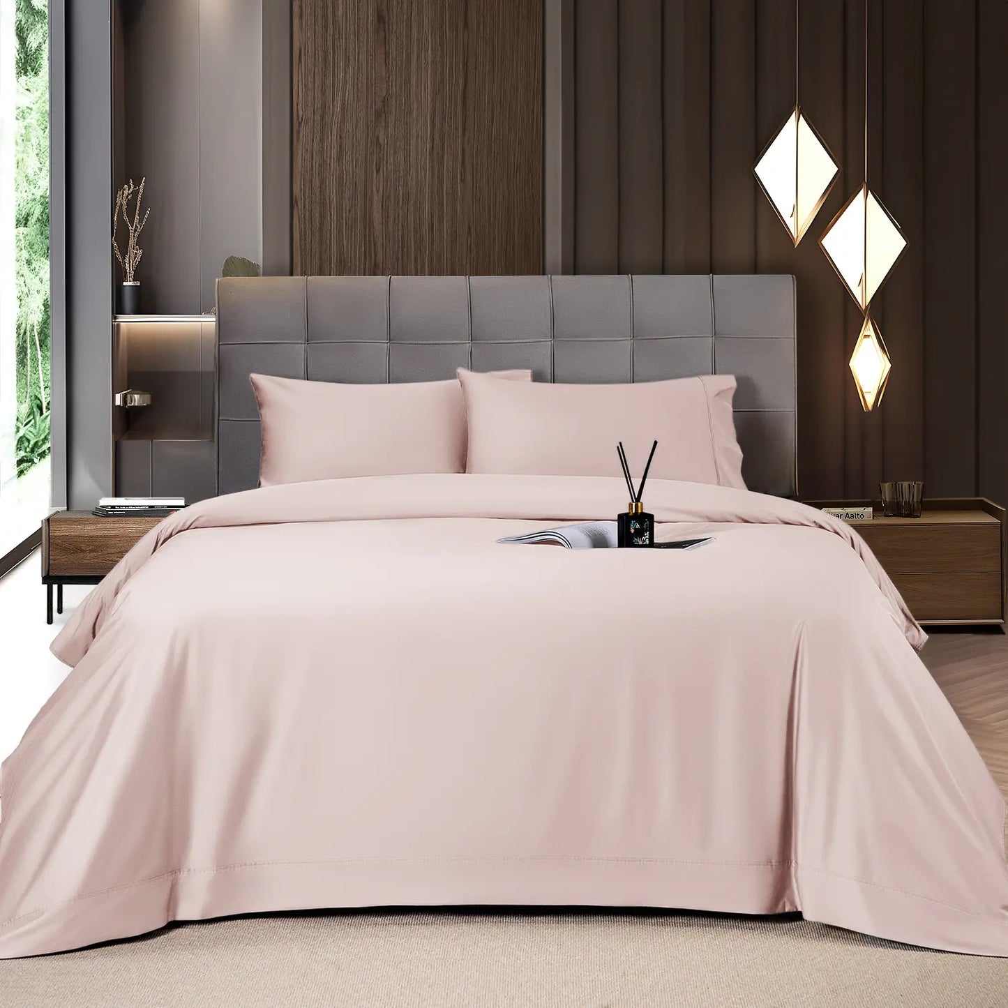 Bamboo Sheets Set 6 Pc,Cooling Breathable & Hotel Luxury Super Silky Soft, 16'' Deep Pocket.