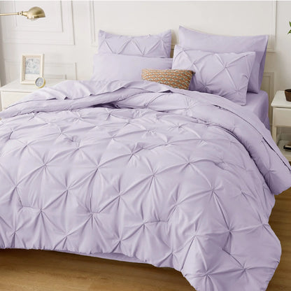 7PCS King Size Pintuck Comforter Set | Bedsure Cloud Soft Hotel Quality All Season Bedding