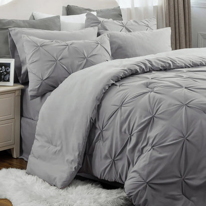 7PCS King Size Pintuck Comforter Set | Bedsure Cloud Soft Hotel Quality All Season Bedding