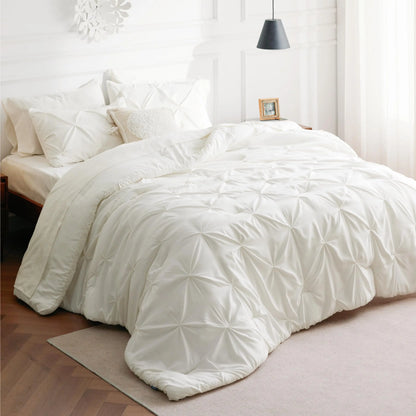7PCS King Size Pintuck Comforter Set | Bedsure Cloud Soft Hotel Quality All Season Bedding