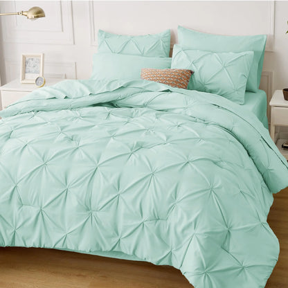 7PCS King Size Pintuck Comforter Set | Bedsure Cloud Soft Hotel Quality All Season Bedding