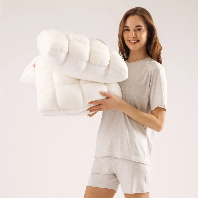 ☁️Fluffy PuffGrid Bed Pillow for All Sleepers