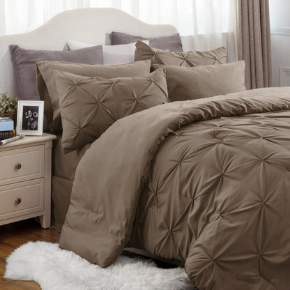 7PCS King Size Pintuck Comforter Set | Bedsure Cloud Soft Hotel Quality All Season Bedding