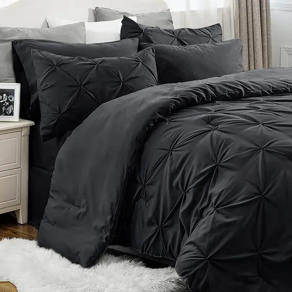 7PCS King Size Pintuck Comforter Set | Bedsure Cloud Soft Hotel Quality All Season Bedding