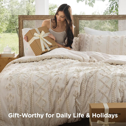 Boho Quilted 3-Piece Bedding Set with Pillow Shams