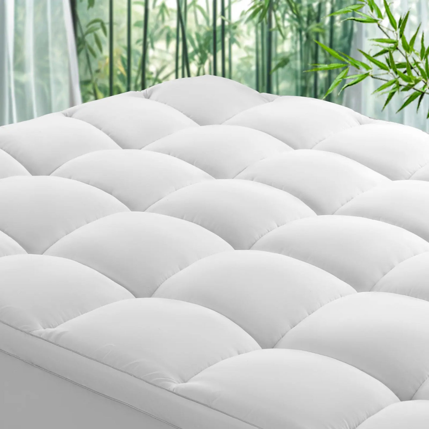 Extra Thick Mattress Topper, Bamboo Cooling Mattress Pad, Down Alternative Fill with 8-21" Deep Pocket