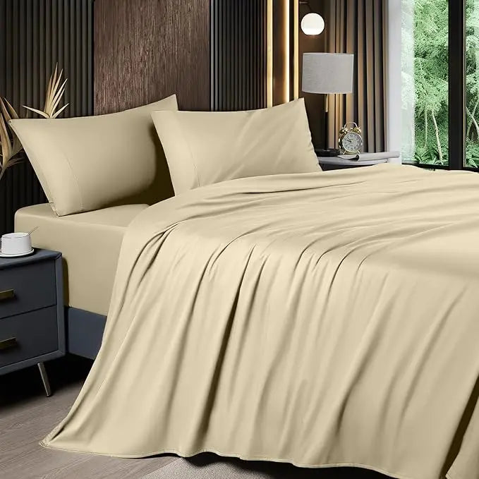 Bamboo Sheets Set 6 Pc,Cooling Breathable & Hotel Luxury Super Silky Soft, 16'' Deep Pocket.