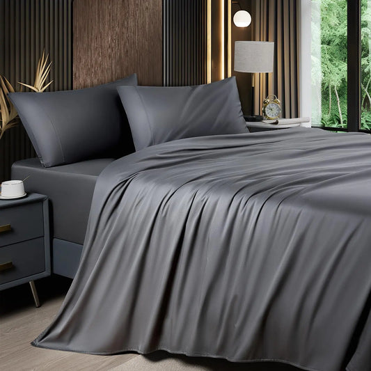 Bamboo Sheets Set 6 Pc,Cooling Breathable & Hotel Luxury Super Silky Soft, 16'' Deep Pocket.