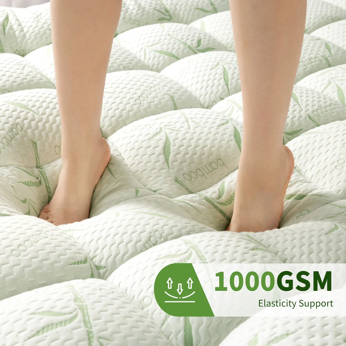 Extra Thick Mattress Topper, Bamboo Cooling Mattress Pad, Down Alternative Fill with 8-21" Deep Pocket