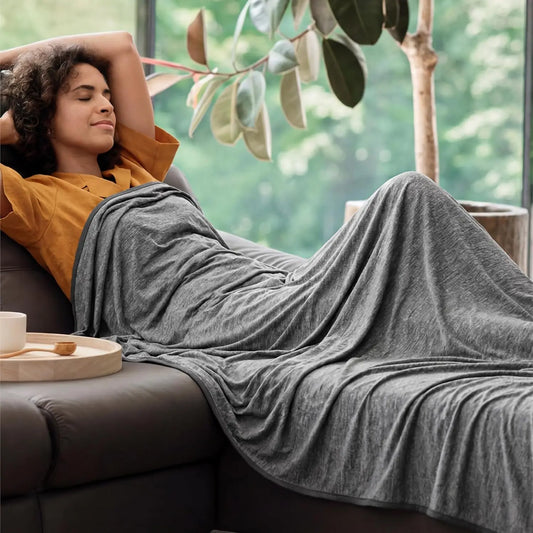 Cooling Blanket for Hot Sleepers- Lightweight Sheet,Breathable Oversized Reversible Design, Rayon Derived from Bamboo