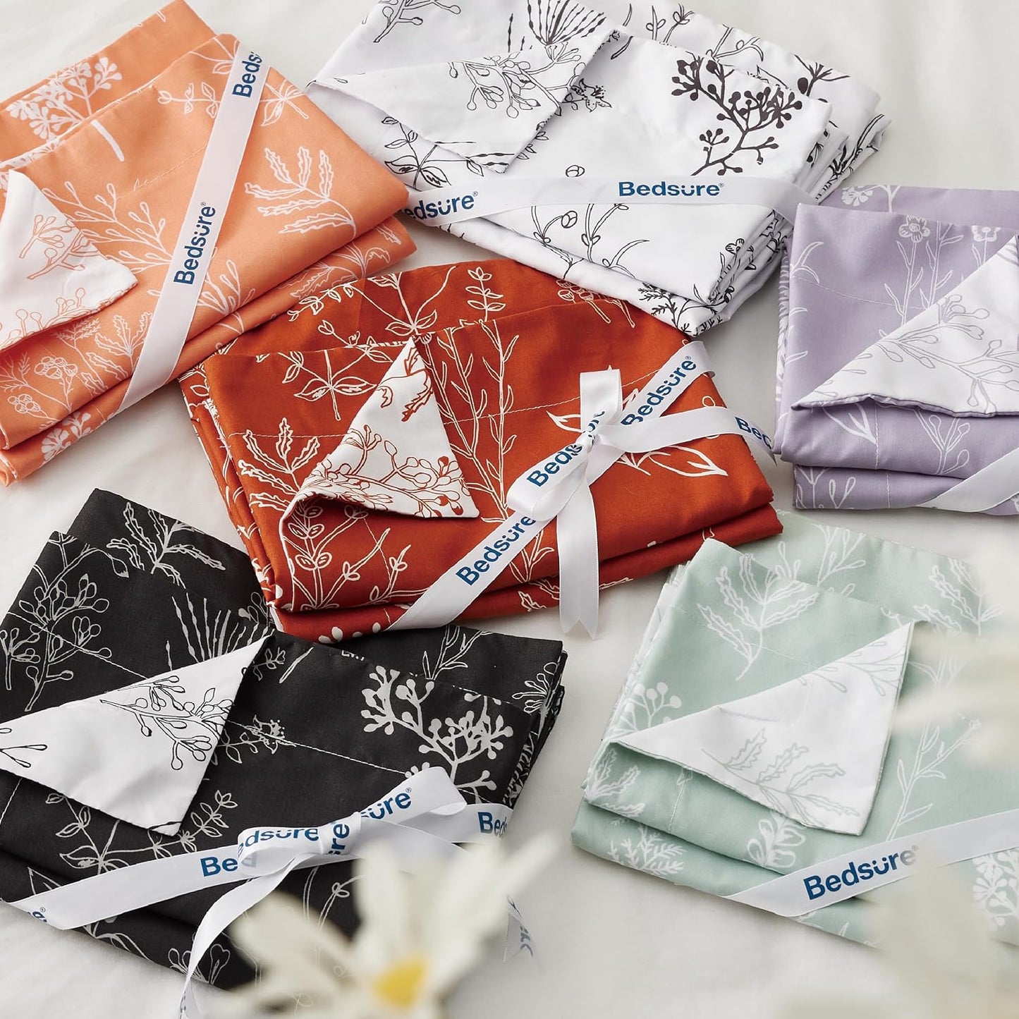 3Pcs Reversible Botanical Floral Comforter Set, Lightweight Soft Summer Bedding Set with 2 Pillow Shams, Bedroom Bedding Gift