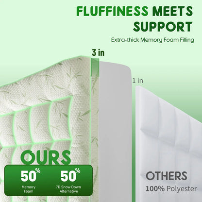 Extra Thick Mattress Topper, Bamboo Cooling Mattress Pad, Down Alternative Fill with 8-21" Deep Pocket