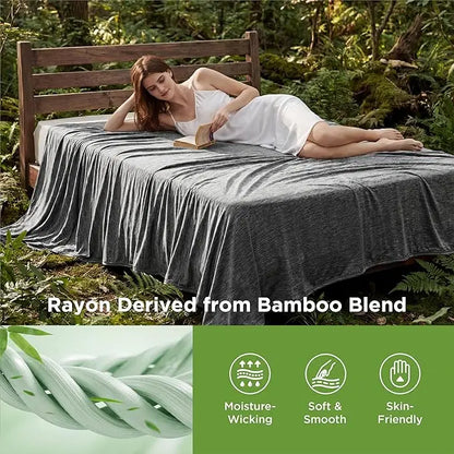 Cooling Blanket for Hot Sleepers- Lightweight Sheet,Breathable Oversized Reversible Design, Rayon Derived from Bamboo